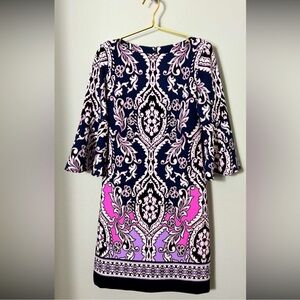 NWOT Taylor Womens Shift Dress Size 4 Purple Paisley